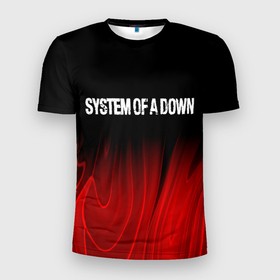 Мужская футболка 3D Slim с принтом System of a Down Red Plasma в Новосибирске, 100% полиэстер с улучшенными характеристиками | приталенный силуэт, круглая горловина, широкие плечи, сужается к линии бедра | Тематика изображения на принте: 