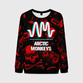 Мужской свитшот 3D с принтом Arctic Monkeys Rock Glitch в Новосибирске, 100% полиэстер с мягким внутренним слоем | круглый вырез горловины, мягкая резинка на манжетах и поясе, свободная посадка по фигуре | arctic | arctic monkeys | band | glitch | metal | monkeys | paint | rock | арктик | брызги | глитч | группа | краска | манкейс | метал | рок | хард