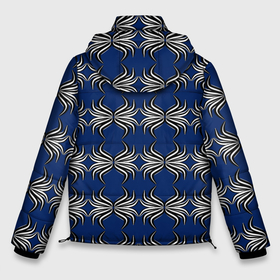 Мужская зимняя куртка 3D с принтом Симметричный узор на темно синем фоне в Курске, верх — 100% полиэстер; подкладка — 100% полиэстер; утеплитель — 100% полиэстер | длина ниже бедра, свободный силуэт Оверсайз. Есть воротник-стойка, отстегивающийся капюшон и ветрозащитная планка. 

Боковые карманы с листочкой на кнопках и внутренний карман на молнии. | абстракция | геометрия | орнамент | симметрия | тренд