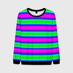Мужской свитшот 3D с принтом Зеленый и фиолетовые яркие неоновые полосы striped pattern , 100% полиэстер с мягким внутренним слоем | круглый вырез горловины, мягкая резинка на манжетах и поясе, свободная посадка по фигуре | Тематика изображения на принте: modern | neon | striped pattern | горизонтальные полоы | зеленые полосы | полосатый узор | фиолетовые полосы