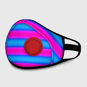 Маска из неопрена с принтом striped pattern яркий неоновый полосатый узор в городе Новоалтайск, неопрен 100% | Форма огибающая нос. Резинки для ушей с дополнительной резинкой на затылке. Клапан для выдоха для активного дыхания при занятиях спортом. Эластичный материал маски и окантовки для лучшего растяжения и прилегания маски.  | neon | striped pattern | горизонтальные полосы | полосатый узор | розовые полосы | синие полосы