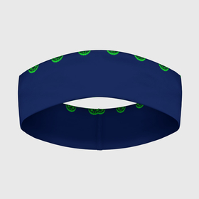 Повязка на голову 3D с принтом Green Lace Зеленое кружево на темном синем фоне в Новосибирске,  |  | decoration | green lace | lace | lace pattern | зеленое кружево | модный | синий