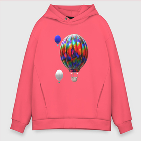 Мужское худи Oversize хлопок с принтом 3d aerostats colorful , френч-терри — 70% хлопок, 30% полиэстер. Мягкий теплый начес внутри —100% хлопок | боковые карманы, эластичные манжеты и нижняя кромка, капюшон на магнитной кнопке | 3d aerostats | 3d ballon | aerostat colorful | air ballon | ballon | colorul | hot air ballon