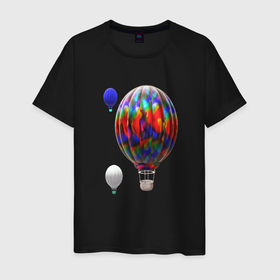 Мужская футболка хлопок с принтом 3d aerostats colorful в Кировске, 100% хлопок | прямой крой, круглый вырез горловины, длина до линии бедер, слегка спущенное плечо. | 3d aerostats | 3d ballon | aerostat colorful | air ballon | ballon | colorul | hot air ballon