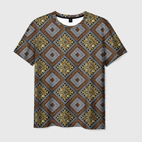Мужская футболка 3D с принтом Классические узоры   Ромбы в Белгороде, 100% полиэфир | прямой крой, круглый вырез горловины, длина до линии бедер | абстракция | бутоны | геометрия | узор | узоры | цветы