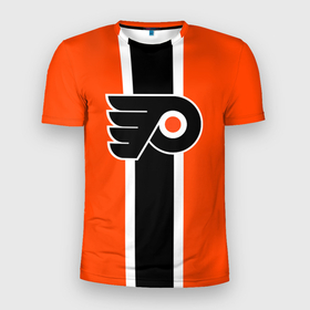 Мужская футболка 3D Slim с принтом Филадельфия Флайерз Форма , 100% полиэстер с улучшенными характеристиками | приталенный силуэт, круглая горловина, широкие плечи, сужается к линии бедра | nhl | philadelphia flyers | нхл | филадельфия флайерз | хоккей