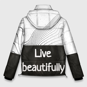 Мужская зимняя куртка 3D с принтом Линии жизни | Life lines в Тюмени, верх — 100% полиэстер; подкладка — 100% полиэстер; утеплитель — 100% полиэстер | длина ниже бедра, свободный силуэт Оверсайз. Есть воротник-стойка, отстегивающийся капюшон и ветрозащитная планка. 

Боковые карманы с листочкой на кнопках и внутренний карман на молнии. | Тематика изображения на принте: life lines | линии | линии жизни | чёрные линии