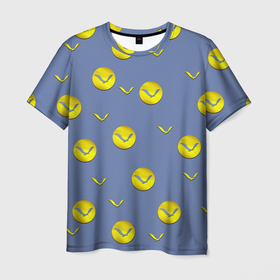 Мужская футболка 3D с принтом Чайки и солнце на синем фоне в Санкт-Петербурге, 100% полиэфир | прямой крой, круглый вырез горловины, длина до линии бедер | золото | синий | солнце | сфера | чайка