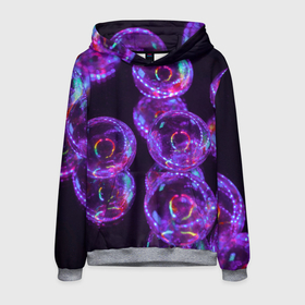 Мужская толстовка 3D с принтом Неоновые сюрреалистичные пузыри   Фиолетовый , 100% полиэстер | двухслойный капюшон со шнурком для регулировки, мягкие манжеты на рукавах и по низу толстовки, спереди карман-кенгуру с мягким внутренним слоем. | abstraction | art | artwork | bubbles | colorful | colors | dark | darkness | graphics | neon | surrealism | абстракция | арт | графика | искусство | неон | пузыри | разноцветный | сюрреализм | темнота | тьма | цвета