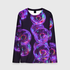Мужской лонгслив 3D с принтом Неоновые сюрреалистичные пузыри   Фиолетовый в Белгороде, 100% полиэстер | длинные рукава, круглый вырез горловины, полуприлегающий силуэт | abstraction | art | artwork | bubbles | colorful | colors | dark | darkness | graphics | neon | surrealism | абстракция | арт | графика | искусство | неон | пузыри | разноцветный | сюрреализм | темнота | тьма | цвета