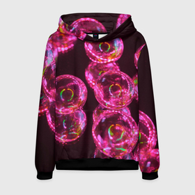 Мужская толстовка 3D с принтом Неоновые сюрреалистичные пузыри   Розовый , 100% полиэстер | двухслойный капюшон со шнурком для регулировки, мягкие манжеты на рукавах и по низу толстовки, спереди карман-кенгуру с мягким внутренним слоем. | abstraction | art | artwork | bubbles | colorful | colors | dark | darkness | graphics | neon | surrealism | абстракция | арт | графика | искусство | неон | пузыри | разноцветный | сюрреализм | темнота | тьма | цвета