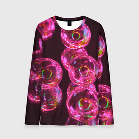 Мужской лонгслив 3D с принтом Неоновые сюрреалистичные пузыри   Розовый в Екатеринбурге, 100% полиэстер | длинные рукава, круглый вырез горловины, полуприлегающий силуэт | abstraction | art | artwork | bubbles | colorful | colors | dark | darkness | graphics | neon | surrealism | абстракция | арт | графика | искусство | неон | пузыри | разноцветный | сюрреализм | темнота | тьма | цвета