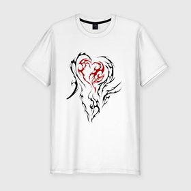Мужская футболка хлопок Slim с принтом Сердечко шипастое в Белгороде, 92% хлопок, 8% лайкра | приталенный силуэт, круглый вырез ворота, длина до линии бедра, короткий рукав | сердечко | сердечко с рогами | сердце | сердце с рогами | сердце с шипами | шипастое сердечко | шипастое сердце | шипы