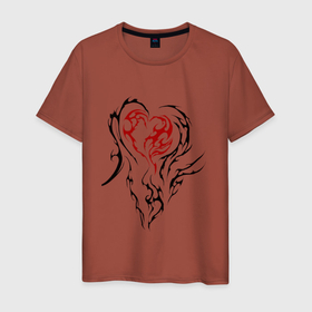 Мужская футболка хлопок с принтом Сердечко шипастое , 100% хлопок | прямой крой, круглый вырез горловины, длина до линии бедер, слегка спущенное плечо. | сердечко | сердечко с рогами | сердце | сердце с рогами | сердце с шипами | шипастое сердечко | шипастое сердце | шипы