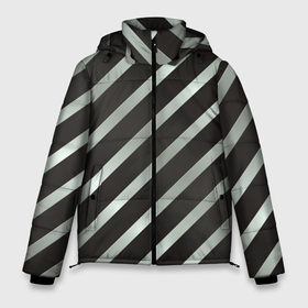 Мужская зимняя куртка 3D с принтом Серебряная и черная диагонали в Курске, верх — 100% полиэстер; подкладка — 100% полиэстер; утеплитель — 100% полиэстер | длина ниже бедра, свободный силуэт Оверсайз. Есть воротник-стойка, отстегивающийся капюшон и ветрозащитная планка. 

Боковые карманы с листочкой на кнопках и внутренний карман на молнии. | геометрия | диагональ | полоска | серебряный | симметрия | тренды | черный