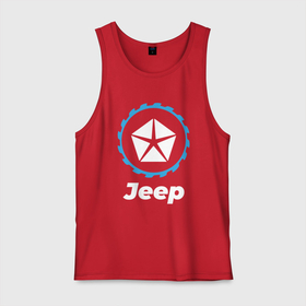 Мужская майка хлопок с принтом Jeep в стиле Top Gear , 100% хлопок |  | auto | brand | gear | jeep | logo | symbol | top | авто | бренд | гир | джип | лого | символ | топ