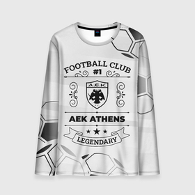 Мужской лонгслив 3D с принтом AEK Athens Football Club Number 1 Legendary в Курске, 100% полиэстер | длинные рукава, круглый вырез горловины, полуприлегающий силуэт | aek | aek athens | athens | club | football | logo | аек | клуб | лого | молния | мяч | символ | спорт | футбол | футболист | футболисты | футбольный