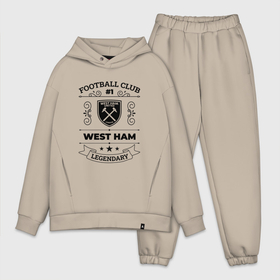 Мужской костюм хлопок OVERSIZE с принтом West Ham: Football Club Number 1 Legendary ,  |  | club | football | ham | logo | west | west ham | вест | клуб | лого | мяч | символ | спорт | футбол | футболист | футболисты | футбольный | хэм