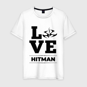 Мужская футболка хлопок с принтом Hitman Love Classic в Тюмени, 100% хлопок | прямой крой, круглый вырез горловины, длина до линии бедер, слегка спущенное плечо. | hitman | logo | love | игра | игры | лого | логотип | символ | хитман
