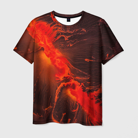Мужская футболка 3D с принтом Красный огненный след в Новосибирске, 100% полиэфир | прямой крой, круглый вырез горловины, длина до линии бедер | ад | апокалипсис | вселенная | вспышка | галактика | космос | красный | мрак | ночь | огонь | пламя | полоса | след | темнота | туманность | ужас | хоррор | черная дыра