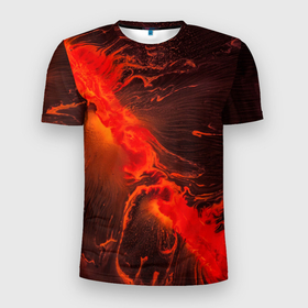 Мужская футболка 3D Slim с принтом Красный огненный след , 100% полиэстер с улучшенными характеристиками | приталенный силуэт, круглая горловина, широкие плечи, сужается к линии бедра | ад | апокалипсис | вселенная | вспышка | галактика | космос | красный | мрак | ночь | огонь | пламя | полоса | след | темнота | туманность | ужас | хоррор | черная дыра