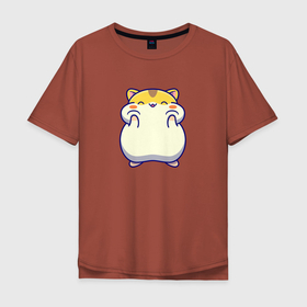 Мужская футболка хлопок Oversize с принтом Щечки хомяка , 100% хлопок | свободный крой, круглый ворот, “спинка” длиннее передней части | животное | пухляш | толстяк | хомяк | щечки | юмор
