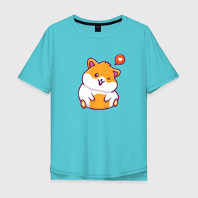 Мужская футболка хлопок Oversize с принтом Хомяк намекает , 100% хлопок | свободный крой, круглый ворот, “спинка” длиннее передней части | животное | милое | мимика | позитив | сердце | хомяк