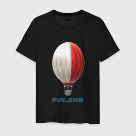 Мужская футболка хлопок с принтом 3d aerostat Polish flag в Новосибирске, 100% хлопок | прямой крой, круглый вырез горловины, длина до линии бедер, слегка спущенное плечо. | 3d | 3d aerostat | 3d aerostat polish flag | air ballon | ballon | hot air ballon | poland | polish flag