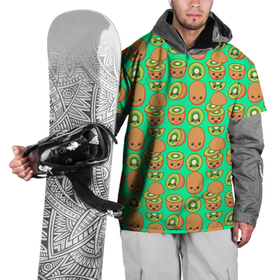 Накидка на куртку 3D с принтом POSITIVE KIWI FRUIT , 100% полиэстер |  | brown | colored | fruit | green | kiwi | зеленый | киви | коричневый | плоды | фрукт | цветной