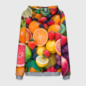 Мужская толстовка 3D с принтом ABUNDANCE OF FRUITS в Екатеринбурге, 100% полиэстер | двухслойный капюшон со шнурком для регулировки, мягкие манжеты на рукавах и по низу толстовки, спереди карман-кенгуру с мягким внутренним слоем. | Тематика изображения на принте: colorful | fresh | grape | green | healthy | lemon | orange | pineapple | red | strawberry | summer | sweet | vegetarian | yellow | ананас | апельсин | вегетарианский | виноград | желтый | здоровый | зеленый | клубника | красный | красочный | лето | лимон