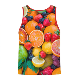 Мужская майка 3D с принтом ABUNDANCE OF FRUITS , 100% полиэстер | круглая горловина, приталенный силуэт, длина до линии бедра. Пройма и горловина окантованы тонкой бейкой | Тематика изображения на принте: colorful | fresh | grape | green | healthy | lemon | orange | pineapple | red | strawberry | summer | sweet | vegetarian | yellow | ананас | апельсин | вегетарианский | виноград | желтый | здоровый | зеленый | клубника | красный | красочный | лето | лимон