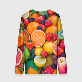Мужской лонгслив 3D с принтом ABUNDANCE OF FRUITS в Тюмени, 100% полиэстер | длинные рукава, круглый вырез горловины, полуприлегающий силуэт | colorful | fresh | grape | green | healthy | lemon | orange | pineapple | red | strawberry | summer | sweet | vegetarian | yellow | ананас | апельсин | вегетарианский | виноград | желтый | здоровый | зеленый | клубника | красный | красочный | лето | лимон