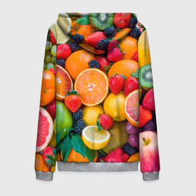 Мужская толстовка 3D на молнии с принтом ABUNDANCE OF FRUITS в Тюмени, 100% полиэстер | длина до линии бедра, манжеты и пояс оформлены мягкой тканевой резинкой, двухслойный капюшон со шнурком для регулировки, спереди молния, по бокам два кармана | colorful | fresh | grape | green | healthy | lemon | orange | pineapple | red | strawberry | summer | sweet | vegetarian | yellow | ананас | апельсин | вегетарианский | виноград | желтый | здоровый | зеленый | клубника | красный | красочный | лето | лимон