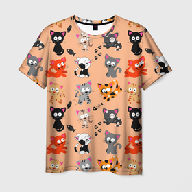 Мужская футболка 3D с принтом NAUGHTY KITTENS , 100% полиэфир | прямой крой, круглый вырез горловины, длина до линии бедер | adorable | black | cute | funny | meow | paw | pets | striped | white | белый | домашние животные | забавный | котята | лапа | милый | мяу | очаровательные | полосатый | черный