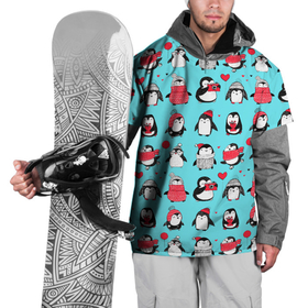 Накидка на куртку 3D с принтом PENGUINS ON THE POSITIVE в Тюмени, 100% полиэстер |  | animals | bird | black | charming | funny | kid | winter | животные | забавный | зима | малыш | очаровательный | птица | черный