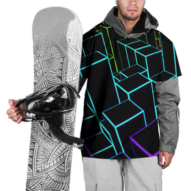 Накидка на куртку 3D с принтом Неоновый эквалайзер в Курске, 100% полиэстер |  | Тематика изображения на принте: арт | музыка | неон | рисунок | эквалайзер