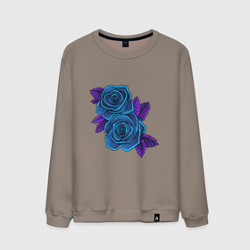 Мужской свитшот хлопок с принтом Синие розы ночью в Петрозаводске, 100% хлопок |  | арт | рисунок | роза | розы | синие розы | синя роза | цветок | цветы