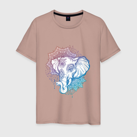 Мужская футболка хлопок с принтом Мандала слон в Новосибирске, 100% хлопок | прямой крой, круглый вырез горловины, длина до линии бедер, слегка спущенное плечо. | арт | вектор | векторный рисунок | рисунок | слон