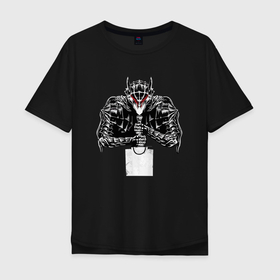 Мужская футболка хлопок Oversize с принтом Black Swordsman в Новосибирске, 100% хлопок | свободный крой, круглый ворот, “спинка” длиннее передней части | berserk | black swordsman | guts | берсерк меч | гатс | кэнтаро миура