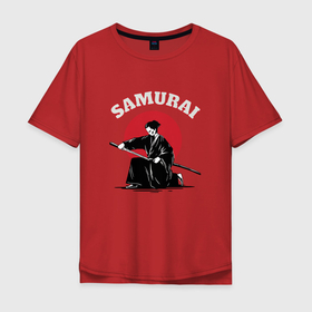 Мужская футболка хлопок Oversize с принтом Shogun  Samurai в Кировске, 100% хлопок | свободный крой, круглый ворот, “спинка” длиннее передней части | Тематика изображения на принте: samurai | shogun  samurai | самурай | сёгун | япония