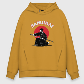 Мужское худи Oversize хлопок с принтом Shogun  Samurai в Рязани, френч-терри — 70% хлопок, 30% полиэстер. Мягкий теплый начес внутри —100% хлопок | боковые карманы, эластичные манжеты и нижняя кромка, капюшон на магнитной кнопке | samurai | shogun  samurai | самурай | сёгун | япония