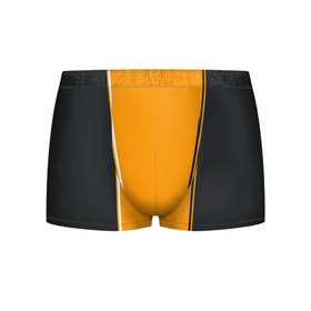 Мужские трусы 3D с принтом Mens Style Чёрное с оранжевым   вариант без надписи в Новосибирске, 50% хлопок, 50% полиэстер | классическая посадка, на поясе мягкая тканевая резинка | геометрия | мужской стиль | оранжевый | симметрия | чёрный