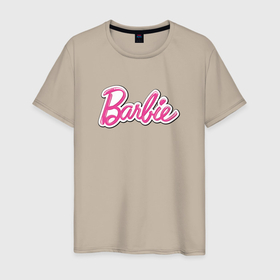 Мужская футболка хлопок с принтом Barbie logo в Екатеринбурге, 100% хлопок | прямой крой, круглый вырез горловины, длина до линии бедер, слегка спущенное плечо. | barbie | барби | куклы | малибу | фильм 2023