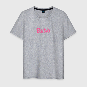 Мужская футболка хлопок с принтом Barbie mini logo в Курске, 100% хлопок | прямой крой, круглый вырез горловины, длина до линии бедер, слегка спущенное плечо. | Тематика изображения на принте: barbie | barbiethemovie | барби | куклы | фильм 2023