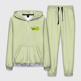 Мужской костюм 3D с принтом Крокодил на фоне салатного цвета crocodile в Курске, 100% полиэстер | Манжеты и пояс оформлены тканевой резинкой, двухслойный капюшон со шнурком для регулировки, карманы спереди | crocodile | for a child | for kids | green color | детский рисунок | дизайн с крокодилом | для детей | зеленый крокодил | зеленый фон | крокодил | принт для ребенка | рисунок крокодила | салатный цвет