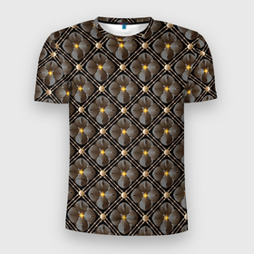 Мужская футболка 3D Slim с принтом Объемные цветы 3D паттерн в Новосибирске, 100% полиэстер с улучшенными характеристиками | приталенный силуэт, круглая горловина, широкие плечи, сужается к линии бедра | абстрактные | абстракция | геометрия | классика | классические | нейтральные | спокойные | узор | узоры