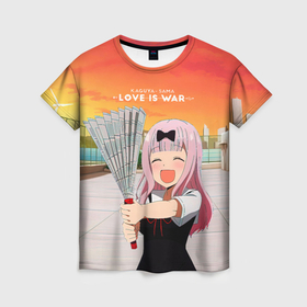 Женская футболка 3D с принтом Love is war Госпожа Кагуя , 100% полиэфир ( синтетическое хлопкоподобное полотно) | прямой крой, круглый вырез горловины, длина до линии бедер | love is war | аниме | анимешники | тян | тянка | цубамэ коясу