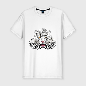 Мужская футболка хлопок Slim с принтом WILD JAGUAR в Санкт-Петербурге, 92% хлопок, 8% лайкра | приталенный силуэт, круглый вырез ворота, длина до линии бедра, короткий рукав | animal | jaguar | predator | wild | дикая | животное | хищник | ягуар