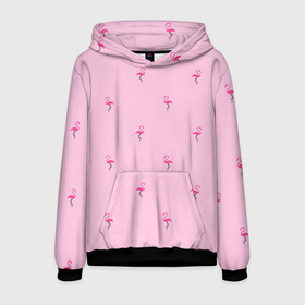Мужская толстовка 3D с принтом Фламинго на розовом фоне в Тюмени, 100% полиэстер | двухслойный капюшон со шнурком для регулировки, мягкие манжеты на рукавах и по низу толстовки, спереди карман-кенгуру с мягким внутренним слоем. | birds | delicate | flamingo | minimalism | minimalistic | nature | pattern | pink | seamless | summer | vacation | бесшовный | изящный | лето | минимализм | минималистичный | отпуск | паттерн | природа | птицы | розовый | фламинго