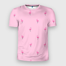 Мужская футболка 3D Slim с принтом Фламинго на розовом фоне в Белгороде, 100% полиэстер с улучшенными характеристиками | приталенный силуэт, круглая горловина, широкие плечи, сужается к линии бедра | birds | delicate | flamingo | minimalism | minimalistic | nature | pattern | pink | seamless | summer | vacation | бесшовный | изящный | лето | минимализм | минималистичный | отпуск | паттерн | природа | птицы | розовый | фламинго